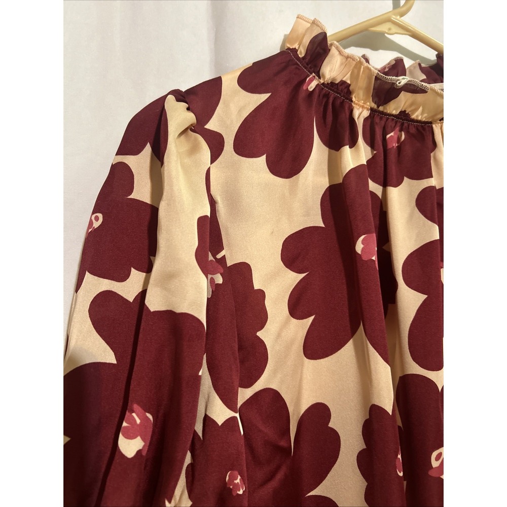 Entro Boutique Women's Floral Blush Pink Puffed Sleeve Size L - Picture 2 of 7